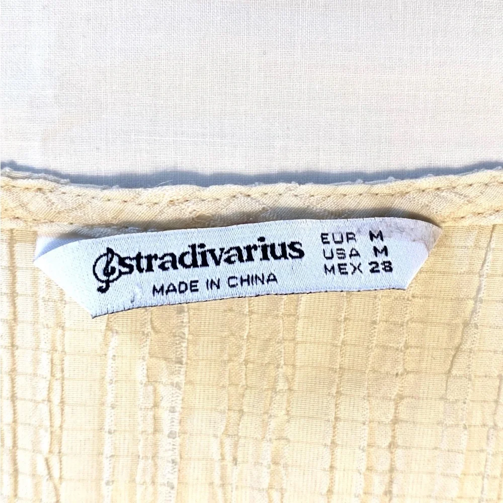Stradivarius Cream Wrap Midi Dress - Size M - Picture 9 of 15